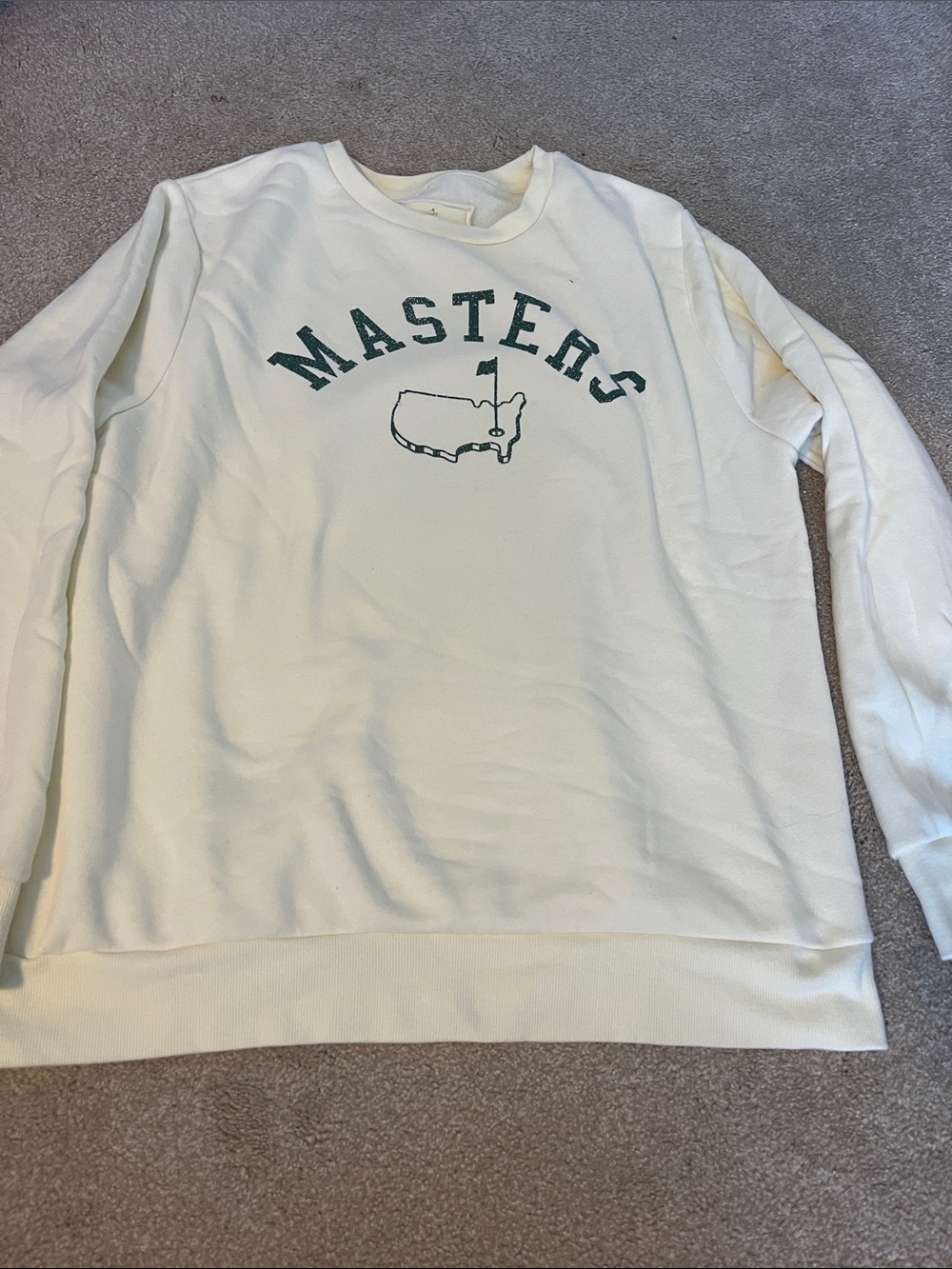 Cream Masters Crewneck Sweatshirt with Green Logo